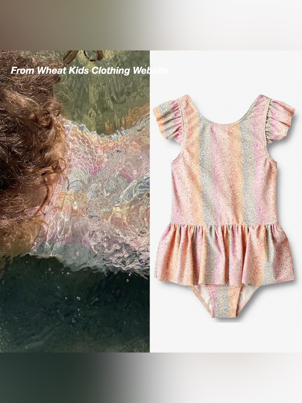 EUC: WHEAT DIDDI SWIMSUIT IN RAINBOW FLOWERS (18M)